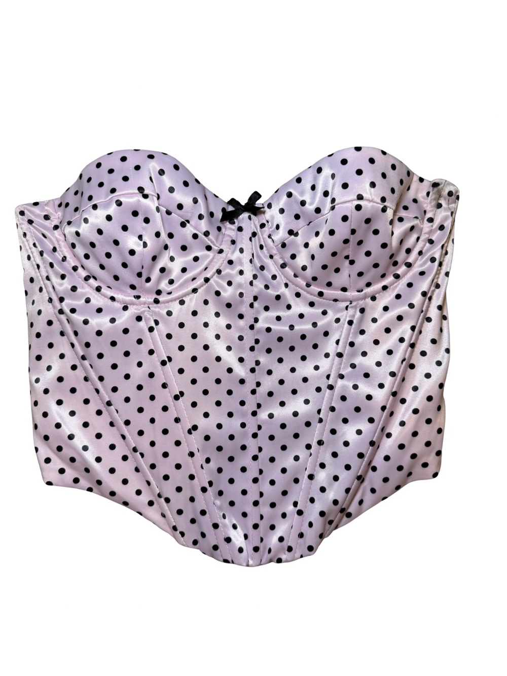 Edikted Pink Satin Polka Dot Strapless Bustier